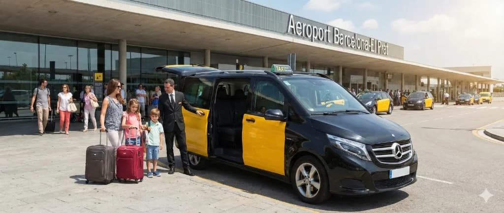 Airport Transfers - family and driver at Barcelona El Prat